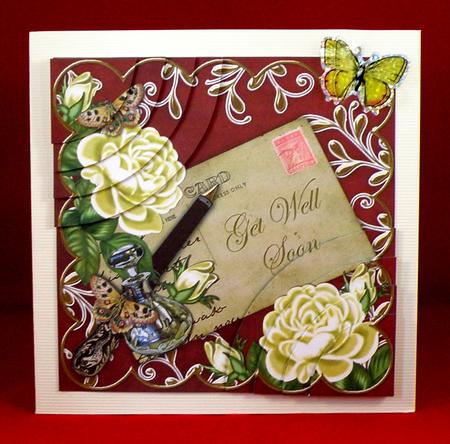 Lemon Roses Red Get Well Soon 6in Duo Corner Stacker by Suzi Cooper