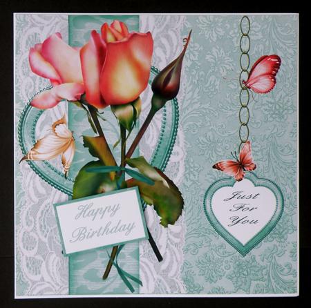 Rosebuds and Hearts Just for You 8x8 Topper by Suzi Cooper