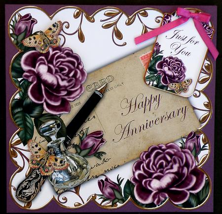 Purple Rose Just for You Sentiment Ink Saver Tag Sheet by Suzi Cooper