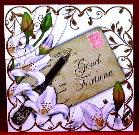 White Lily Good Fortune Ink Saver 6in Duo Corner Stacker by Suzi Cooper