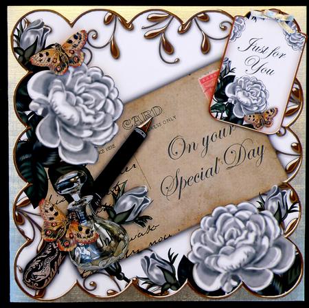 Silver Roses Just for You Sentiment Ink Saver Tag Sheet by Suzi Cooper