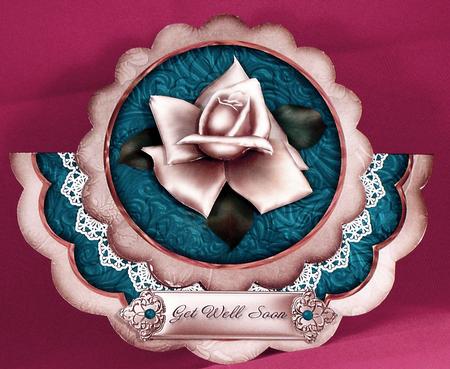 Cream Petrol Rose Get Well Soon - Scallop Edge Wobble Card by Suzi Cooper