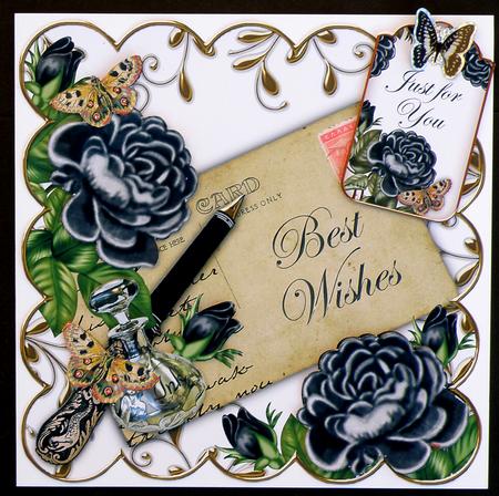 Black Roses Just for You Sentiment Ink Saver Tag Sheet by Suzi Cooper