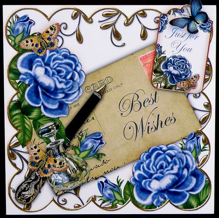Blue Roses Just for You Sentiment Ink Saver Tag Sheet by Suzi Cooper