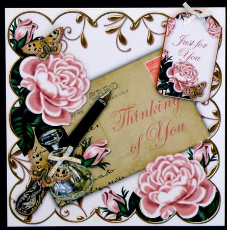 Pink Roses Just for You Sentiment Ink Saver Tag Sheet by Suzi Cooper