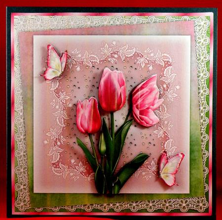 Tantalising Tulips Square Card Front with Step by Step by Suzi Cooper