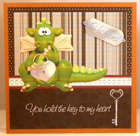 Dragon Key to My Heart Anniversary / Valentine Card Front by Suzi Cooper