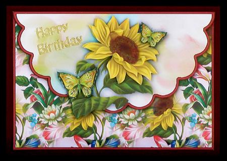 Sunflower and Butterflies Envelope Card with Decoupage by Suzi Cooper