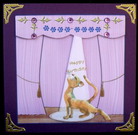 Purr-fect Puss in the Spotlight - Cat Quick Card by Suzi Cooper