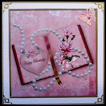 Roses and Pearls on a Book 8x8 Topper Sheet by Suzi Cooper