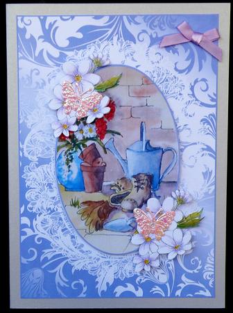 Watercolour Cameo with Lace. Gardening Boots Decoupage by Suzi Cooper