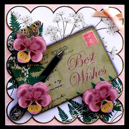 Dusky Red Pansy Best Wishes Ink Saver 6in Step by Step by Suzi Cooper