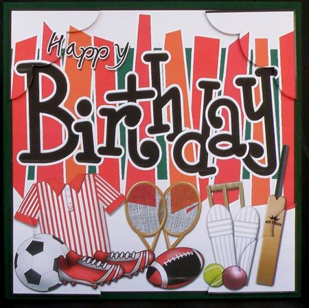 8 x 8 Birthday Sports and Games Scalloped Corner Topper by Suzi Cooper