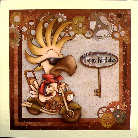Vintage Cuckoo Motorcycle Topper 8x8inchstep by Step by Suzi Cooper
