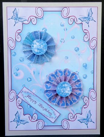 Butterfly Fantasy Zigzag Flower Card by Suzi Cooper