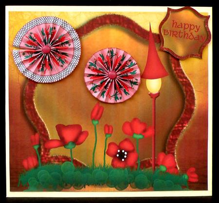 Poppy Parade Zigzag Flower Card by Suzi Cooper
