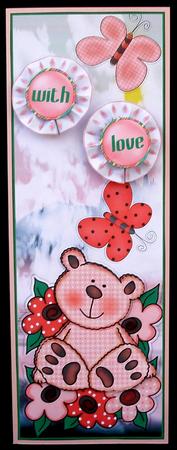 Teddy Bear Love You ? with Love Zigzag Flower Card by Suzi Cooper