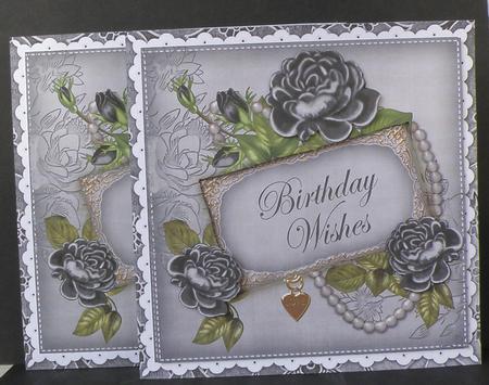 Black Roses Birthday Wishes 8in 3D Card Frame Kit by Suzi Cooper