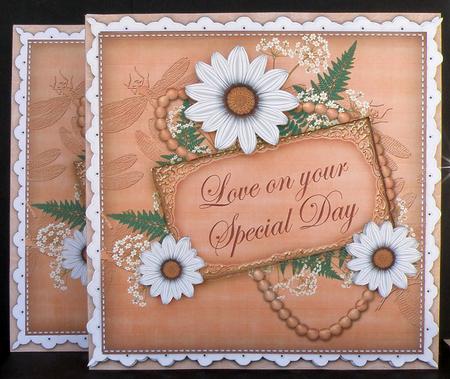 White Daisy Love on Special Day 8in 3D Card Frame Kit by Suzi Cooper