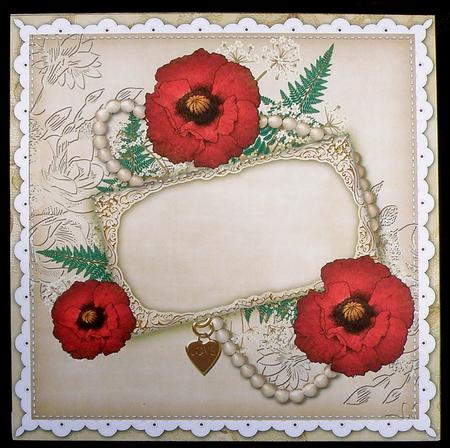 Red Poppy Cream Ornate 8in Envelope Kit by Suzi Cooper