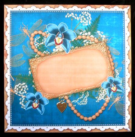 Teal Orchids Orange Ornate 8in Envelope Kit by Suzi Cooper