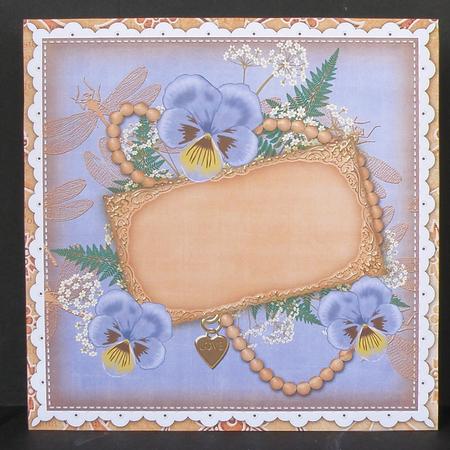 Blue Pansy Burnt Orange Ornate 8in Envelope Kit by Suzi Cooper
