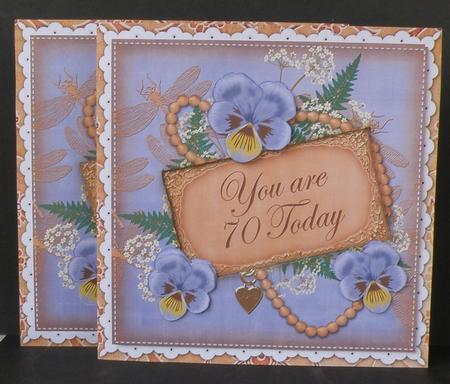 Blue Pansy Burnt You Are 70 Today 8in 3D Card Frame Kit by Suzi Cooper