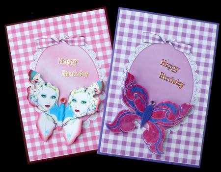 6 Gingham & Lace Card Fronts by Suzi Cooper