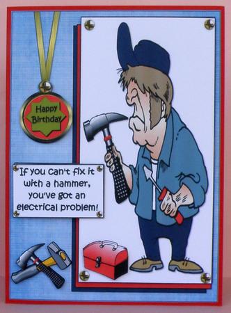 DIY Dan Loves His Hammer Quick Card by Suzi Cooper