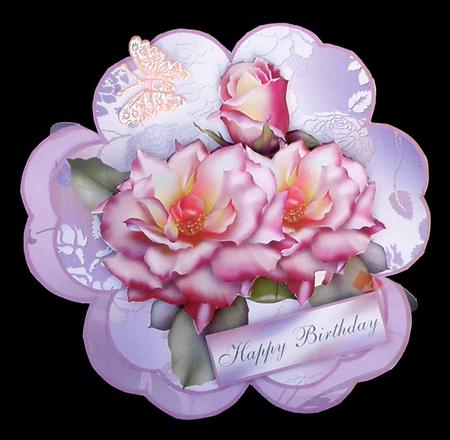 Blushing Roses Petal Stand Card by Suzi Cooper