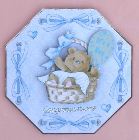 Baby Blue Bear in Basket by Suzi Cooper