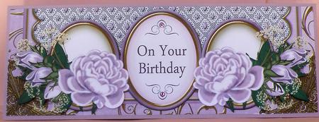 Lilac Rose on Your Birthday Large Dl Decoupage Card Kit by Suzi Cooper