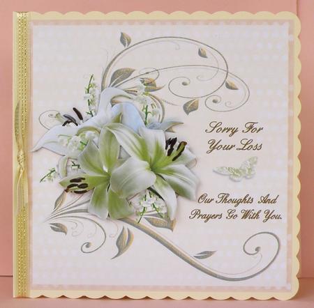 White Sympathy Lilies with Decoupage by Suzi Cooper