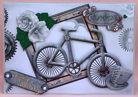 Ladies Silver Steampunk Bike with Roses and Hat by Suzi Cooper