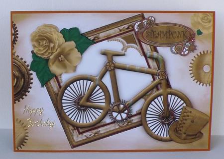 Ladies Gold Steampunk Bike with Roses and Hat by Suzi Cooper