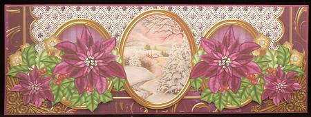 Dpurple Poinsettia Snow Scene2 Large Dl Decoupage Card Kit by Suzi Cooper