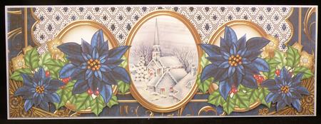 Dblue Poinsettia Blue Village Large Dl Decoupage Card Kit by Suzi Cooper