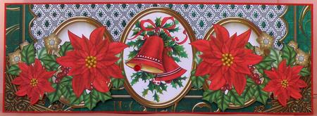 Red Poinsettia g Christmas Bells Large Dl Decoupage Card Kit by Suzi Cooper