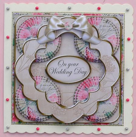 Cream Sweet Pea Wedding Day 3D Rosette 8in Card Front Kit by Suzi Cooper