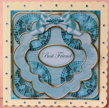 Teal Floral1 Best Friend 3D Rosette 8in Card Front Kit by Suzi Cooper