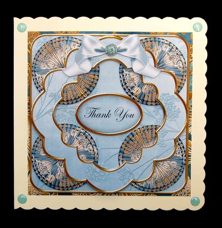 Teal Gold Damask Thank You 3D Rosette 8in Kit by Suzi Cooper