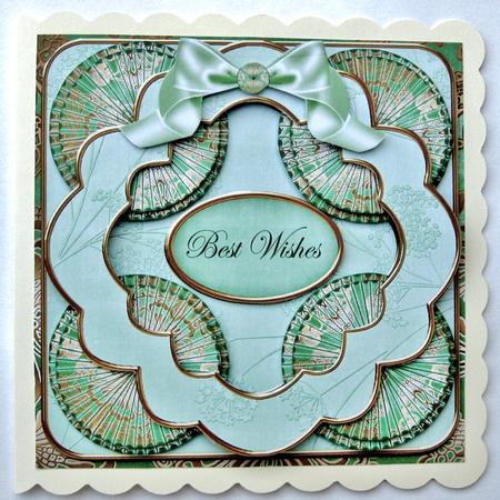 Mint Gold Damask Best Wishes 3D Rosette 8in Kit by Suzi Cooper
