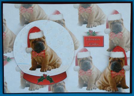 Shar Pei Christmas Snow Globe & Background by Suzi Cooper