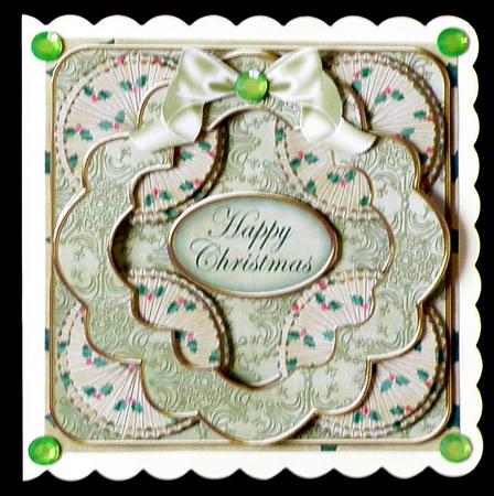 Cream Olive Holly Happy Christmas 3D Rosette 8in Card Kit by Suzi Cooper