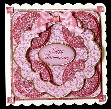 Pink Floral Happy Anniversary 3D Rosette 8in Card Kit by Suzi Cooper