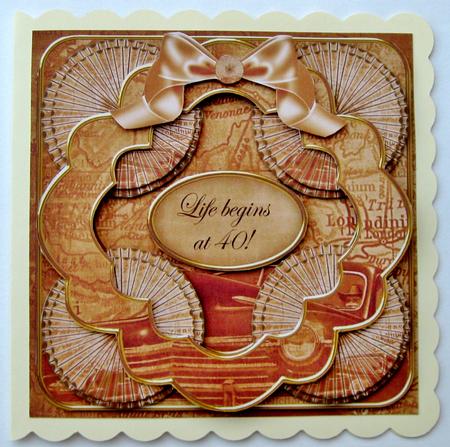 Vintage Car Life Begins at 40! 3D Rosette 8in Card Kit by Suzi Cooper