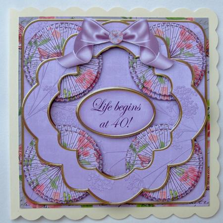 Lilac Sweetpea Life Begins at 40! 3D Rosette 8in Card Kit by Suzi Cooper