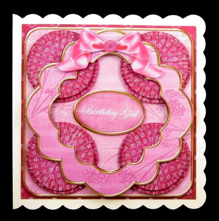Cerise Ditsy Birthday Girl 3D Rosette 8in Card Kit by Suzi Cooper