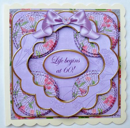 Lilac Sweetpea Life Begins at 60! 3D Rosette 8in Card Kit by Suzi Cooper