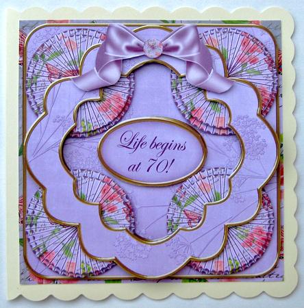 Lilac Sweetpea Life Begins at 70! 3D Rosette 8in Card Kit by Suzi Cooper